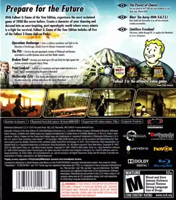 Fallout 3 - Game of the Year Edition (USA) (v1.01) (Disc) (Update) box cover back